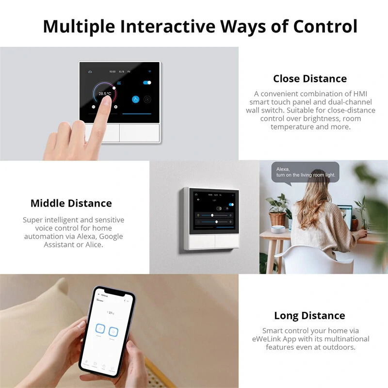 SONOFF NSPanel WiFi Smart Thermostat Wall Switch EU US Temperature Display All-in-One Remote Controller with Alexa Google Home — view 2