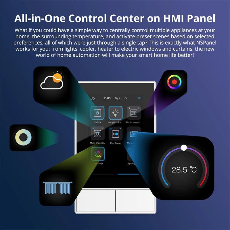 SONOFF NSPanel WiFi Smart Thermostat Wall Switch EU US Temperature Display All-in-One Remote Controller with Alexa Google Home — view 3