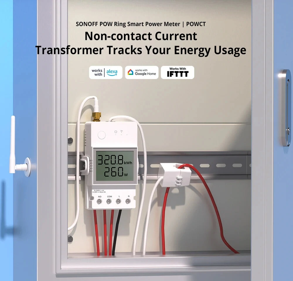 SONOFF POWCT Smart Power Meter Wi-Fi 100V-240V 24000W Real-Time Energy Monitoring Non-Contact Current Transformer — view 4