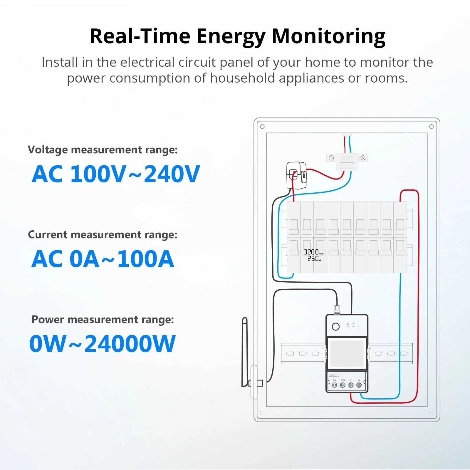SONOFF POWCT Smart Power Meter Wi-Fi 100V-240V 24000W Real-Time Energy Monitoring Non-Contact Current Transformer — view 6