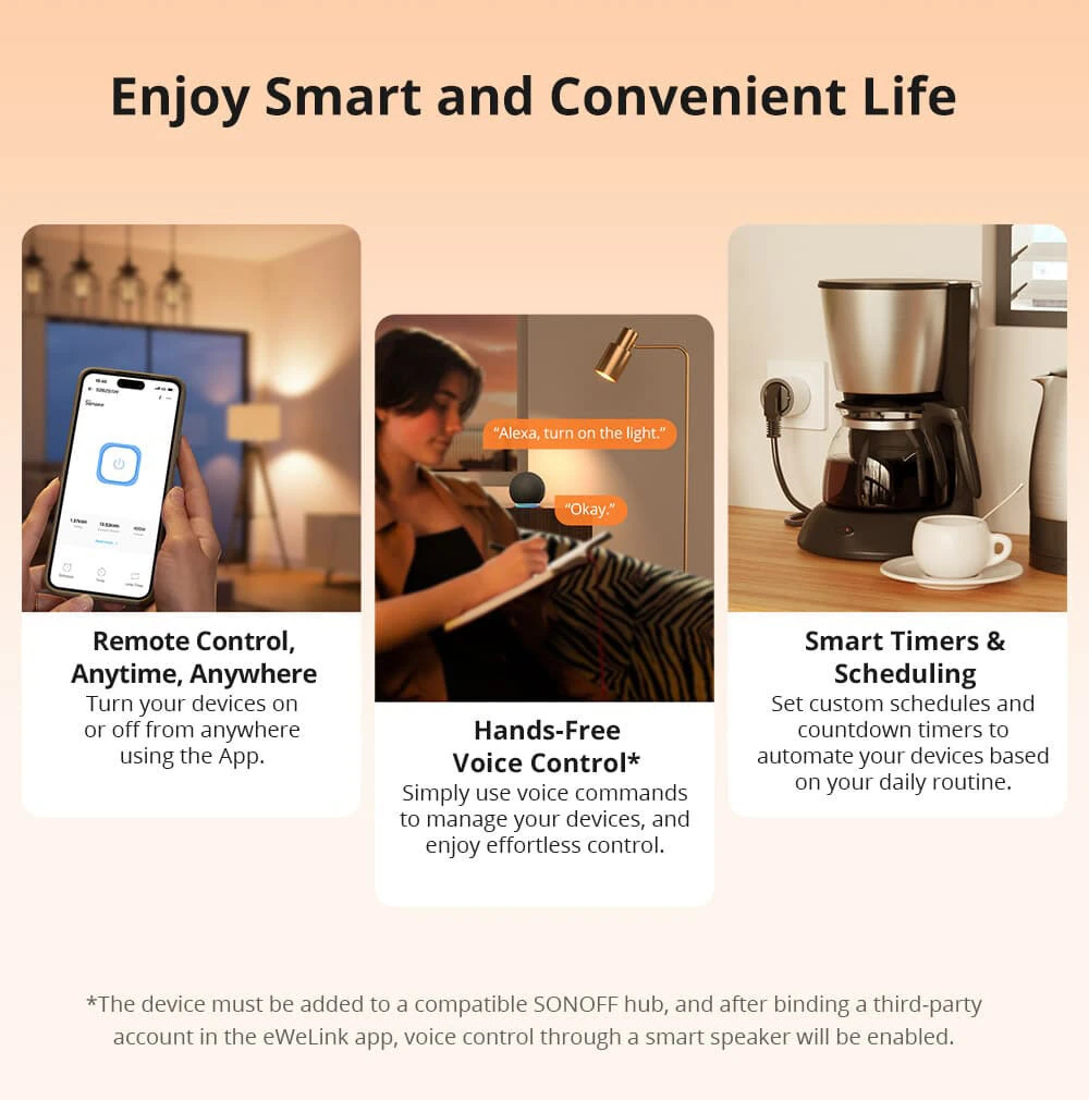 SONOFF S60ZBTPG/S60TPG UK 13A iPlug Zigbee/WiFi Smart Plug Smart Home Outlet Socket with Energy Monitoring Supports Alexa Google Home — view 5
