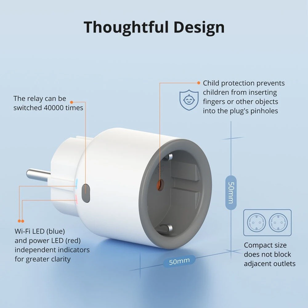 SONOFF S60ZBTPG/S60TPG UK 13A iPlug Zigbee/WiFi Smart Plug Smart Home Outlet Socket with Energy Monitoring Supports Alexa Google Home — view 9