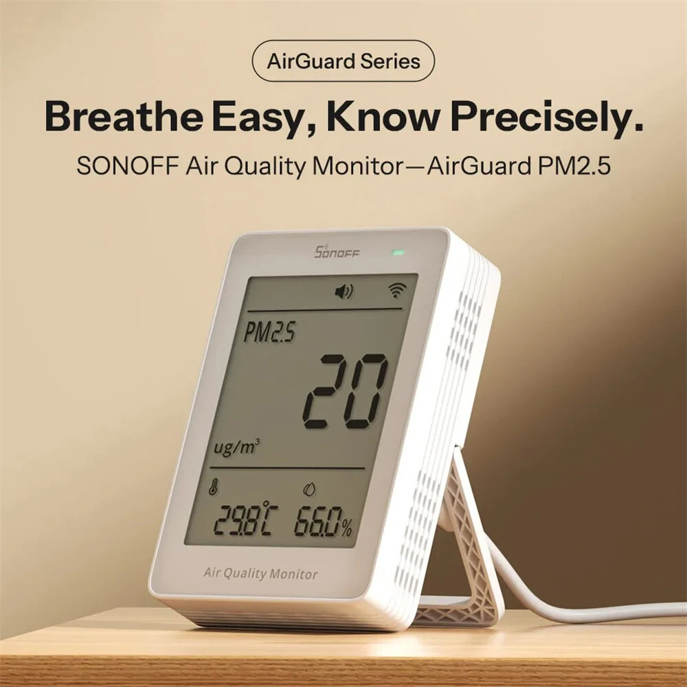 Sonoff SAWF-07P Air Quality Monitor WiFi PM2.5 PM10 Humidity Temperature Smart Home Compatible Voice Control Matter Integration — view 2