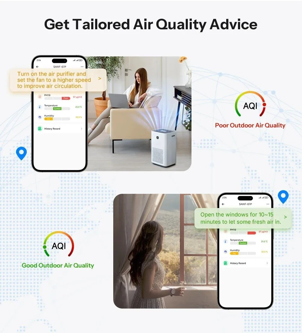 Sonoff SAWF-07P Air Quality Monitor WiFi PM2.5 PM10 Humidity Temperature Smart Home Compatible Voice Control Matter Integration — view 7