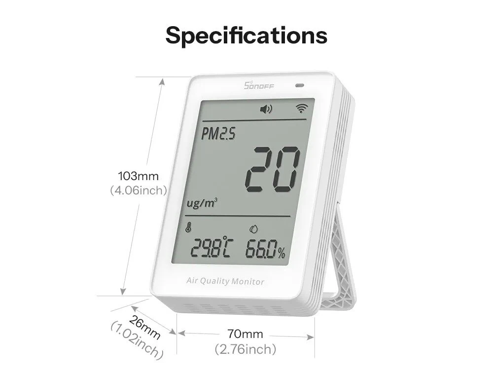 Sonoff SAWF-07P Air Quality Monitor WiFi PM2.5 PM10 Humidity Temperature Smart Home Compatible Voice Control Matter Integration — view 9