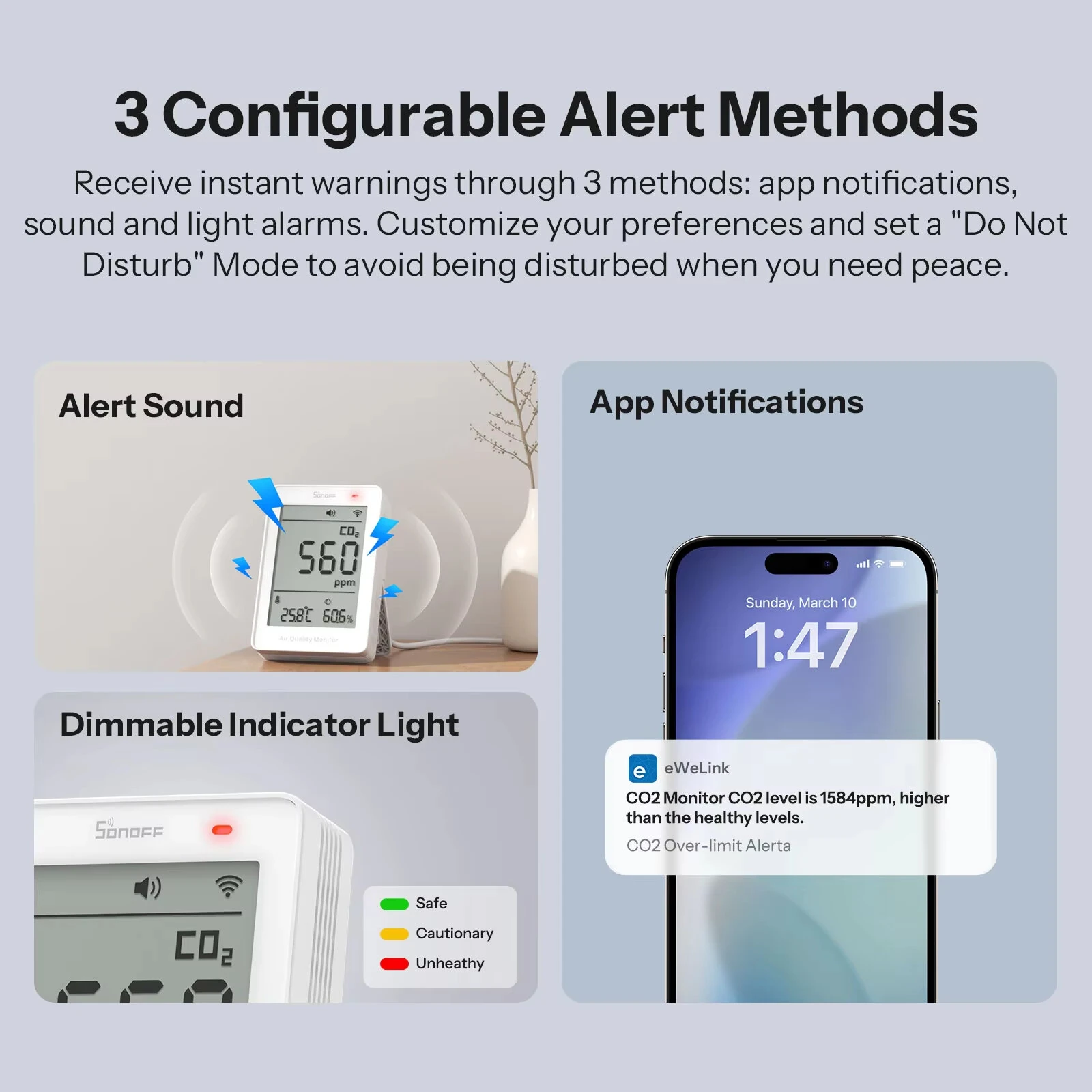 SONOFF SAWF-08P AirGuard CO2 Matter over Wi-Fi Air Quality Monitor Mult Metric Environmental Matter Compatible Alexa Apple Home — view 7