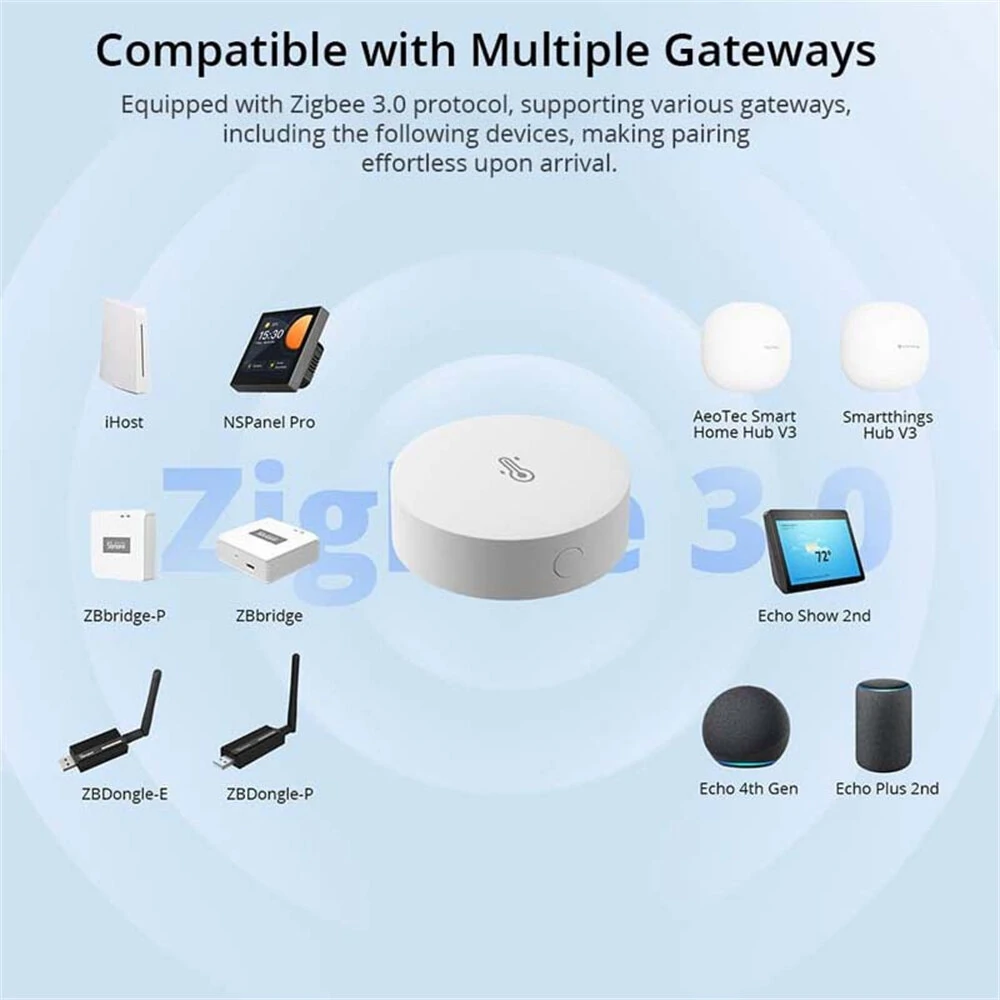Sonoff SNZB-02P Zigbee 3.0 Temperature and Humidity Sensor High Precision Swiss Sensor Custom Alerts Historical Insights Versatile Mounting Alexa Compatible — view 3