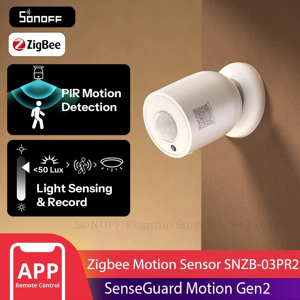 SONOFF SNZB-03PR2 SenseGuard Motion Gen2 Zigbee3.0 Motion Sensor PIR Detection 6m 120° Smart Home Wireless Security Works with Alexa Google Home Matter Bridge — view 2