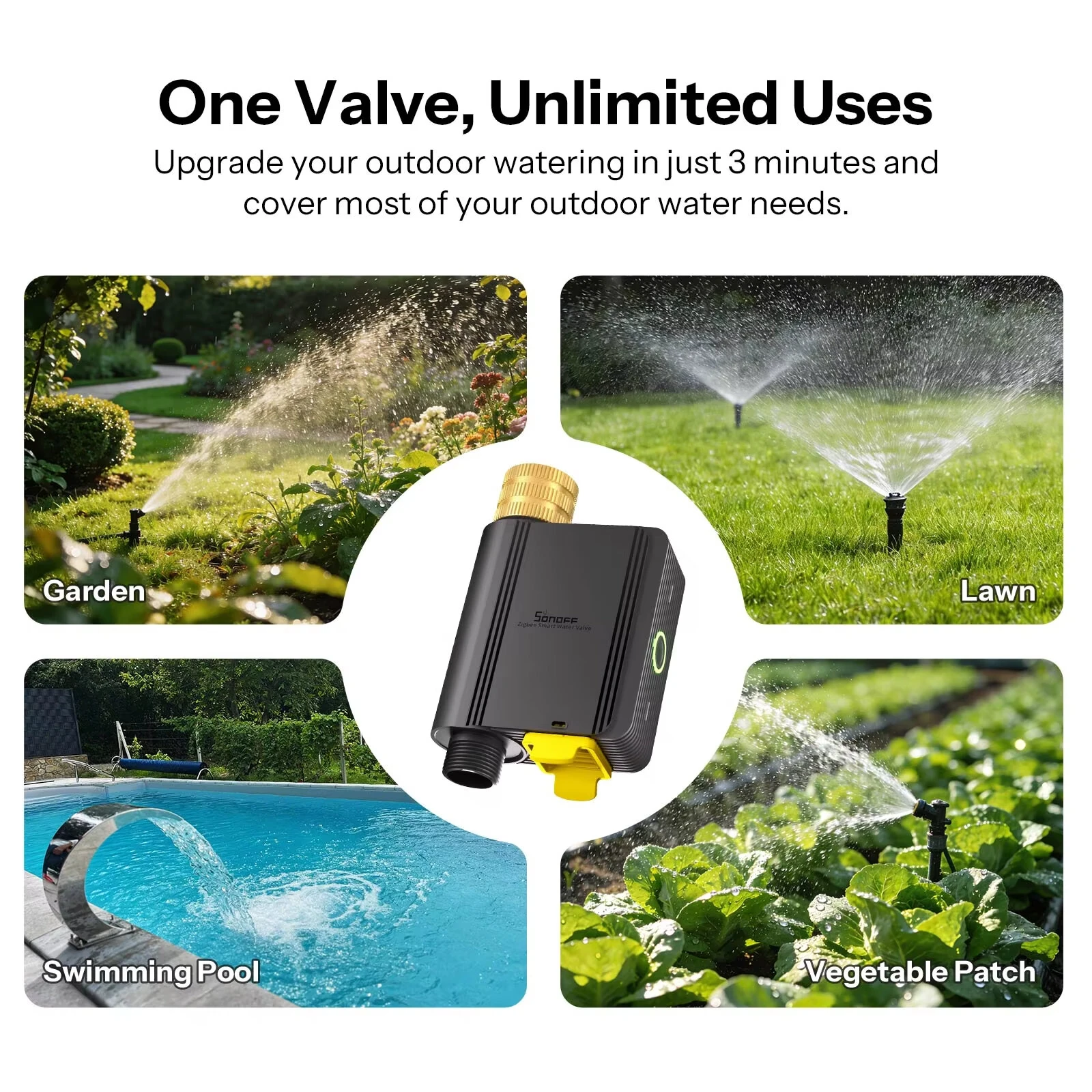 SONOFF SWV-ZNE Hydro Series Hydro ONE Lite Zigbee3.0 Smart Water Valve without Flow Meter Brass Water Inlet Works with Apple Home — view 2