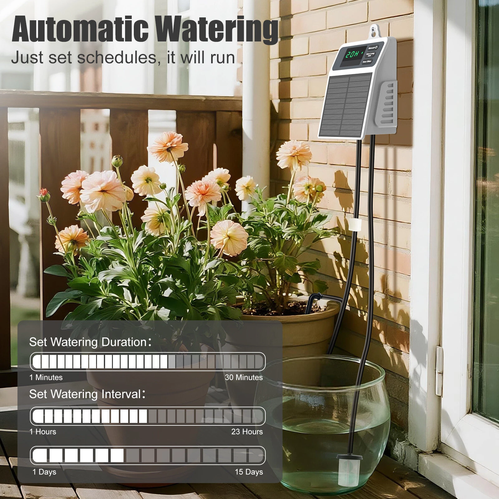 SOP17 Upgraded Solar Drip Irrigation System Automatic Watering Plants Supplies for Home and Garden Balcony Greenhouse Hanging Plants — view 2