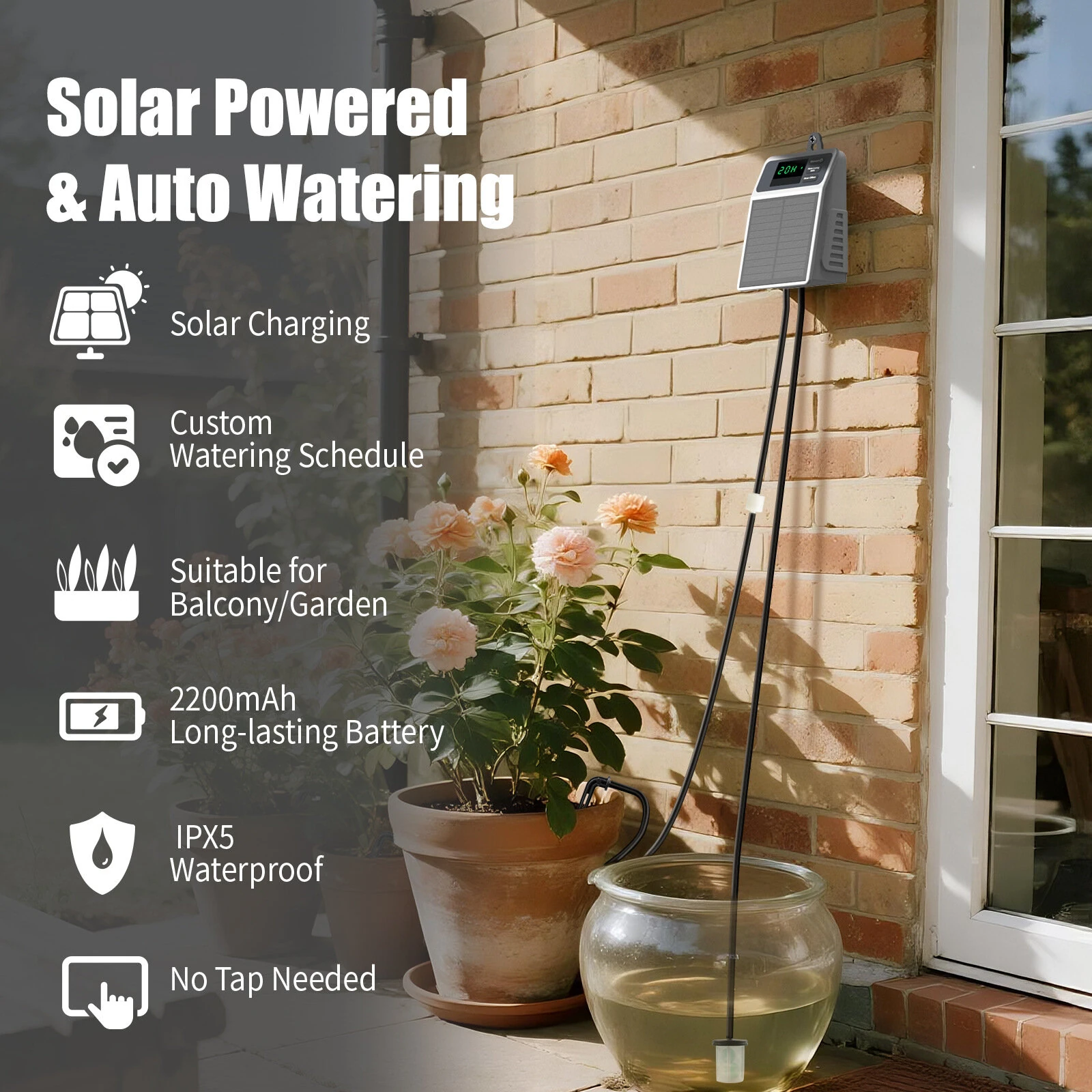 SOP17 Upgraded Solar Drip Irrigation System Automatic Watering Plants Supplies for Home and Garden Balcony Greenhouse Hanging Plants — view 6