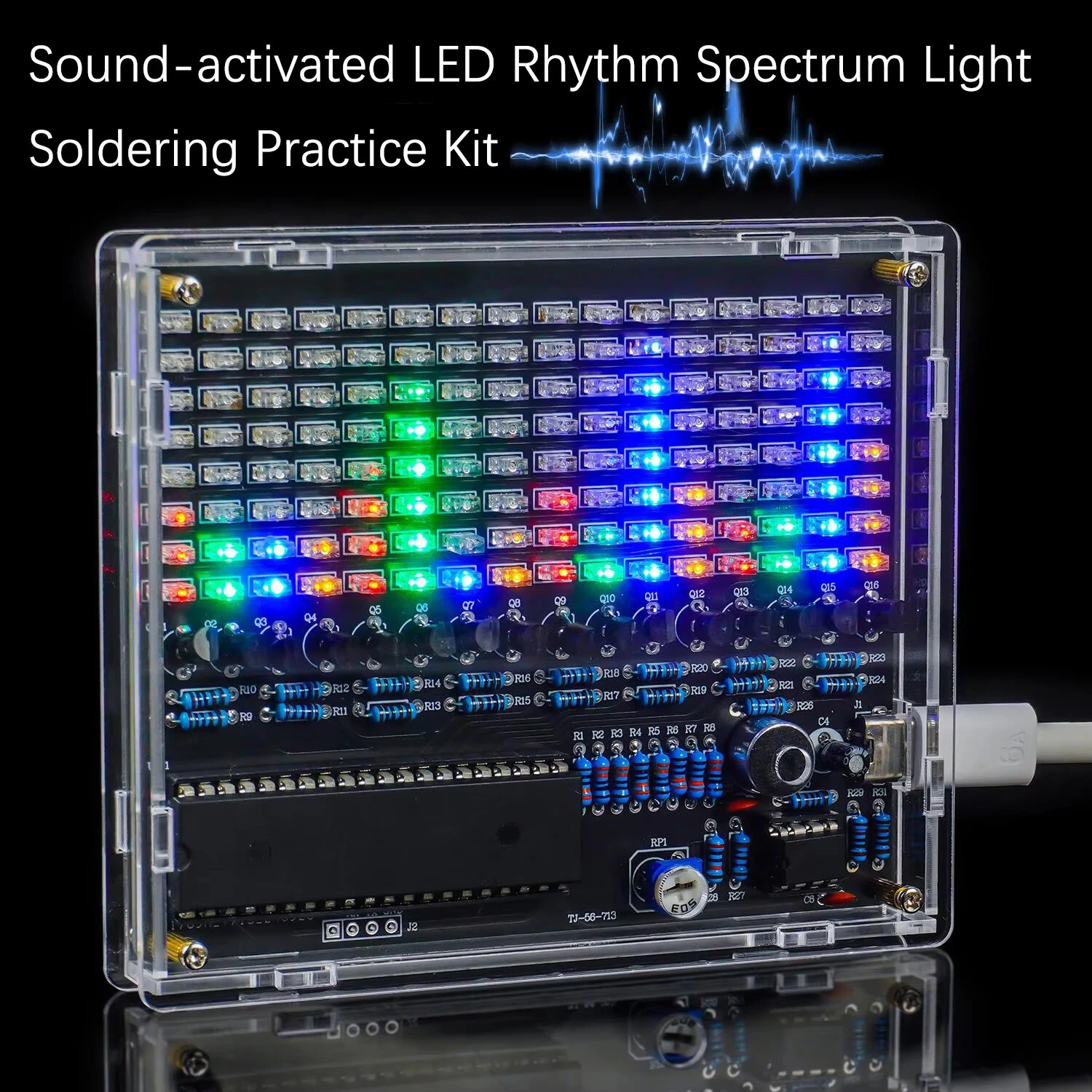 Sound Control Music Spectrum Kit DC5V DIY LED Rhythm Light Display USB Audio Visualizer Electronic Assembly Project Soldering Practice — view 4