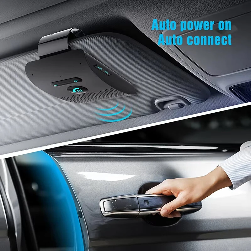 SP09 Handsfree Bluetooth 4.2 Car Kit Speakerphone Sun Visor Clip with Auto On Multi-Point for Wireless Calls Music Streaming — view 3