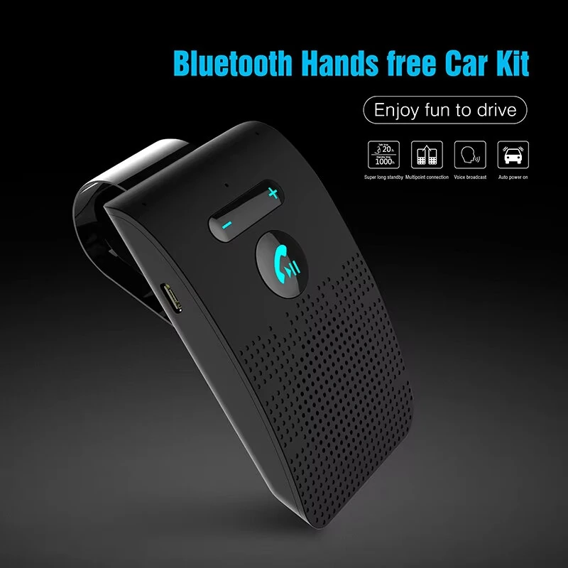 SP09 Handsfree Bluetooth 4.2 Car Kit Speakerphone Sun Visor Clip with Auto On Multi-Point for Wireless Calls Music Streaming — view 5