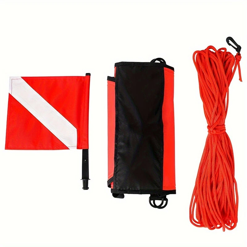 Spearfishing Buoy Hi-Visibility Inflatable Torpedo Buoy Float Signal With Dive Safety Flag Suitable for Scuba Diving Freediving Snorkeling Swimming — view 2