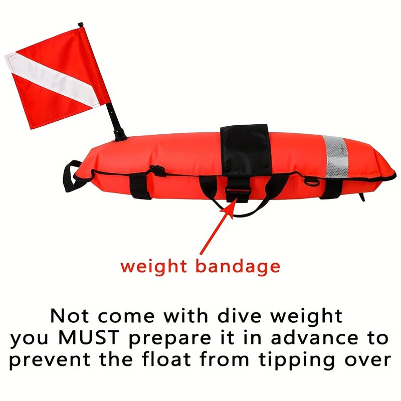 Spearfishing Buoy Hi-Visibility Inflatable Torpedo Buoy Float Signal With Dive Safety Flag Suitable for Scuba Diving Freediving Snorkeling Swimming — view 5