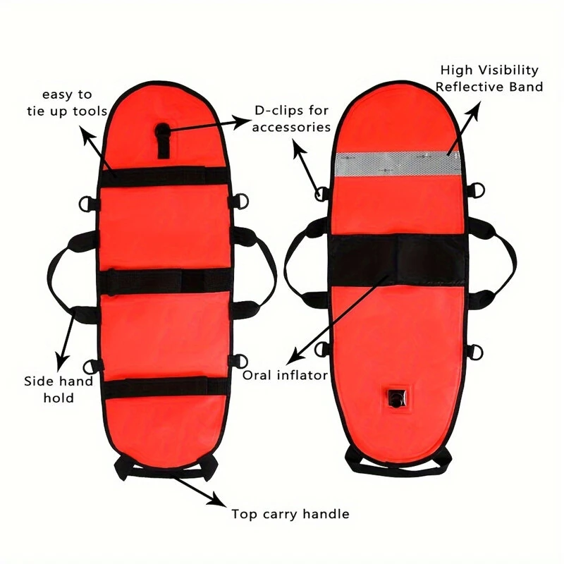 Spearfishing Buoy Hi-Visibility Inflatable Torpedo Buoy Float Signal With Dive Safety Flag Suitable for Scuba Diving Freediving Snorkeling Swimming — view 7