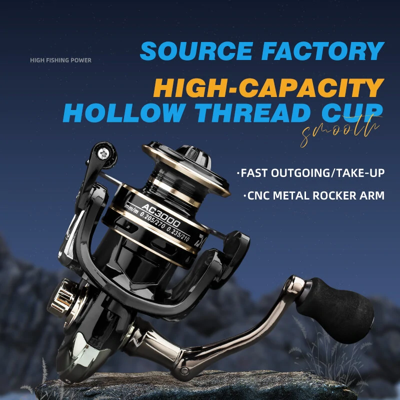 Spinning Fishing Reel AC4000-6000 Series Sea Rod Fishing Reel  5.2:1 High-Speed Gear Lightweight Reel Tackle Equipment Fishing Swivel Coil — view 2