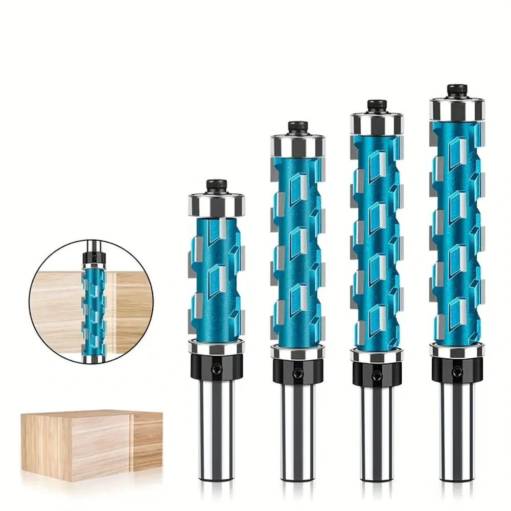 Spiral Flush Trim Router Bit Set With Double Bearings 1/2" Shank Blue Precision Woodworking Tool For Smooth Edge Cutting — Spiral