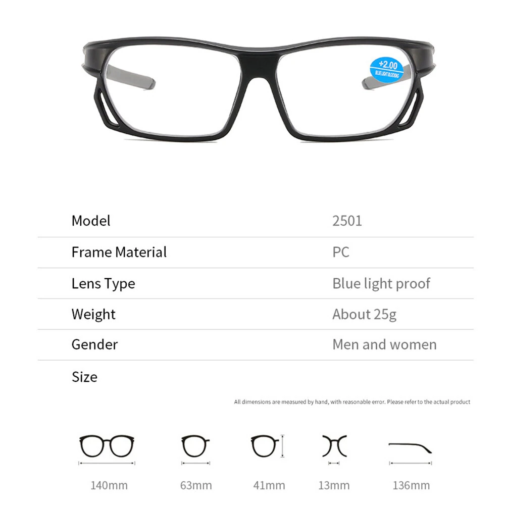 Sport Anti-blue Light Reading Glasses for Men Women Lightweight HD Comfortable Presbyopic Glasses — view 6