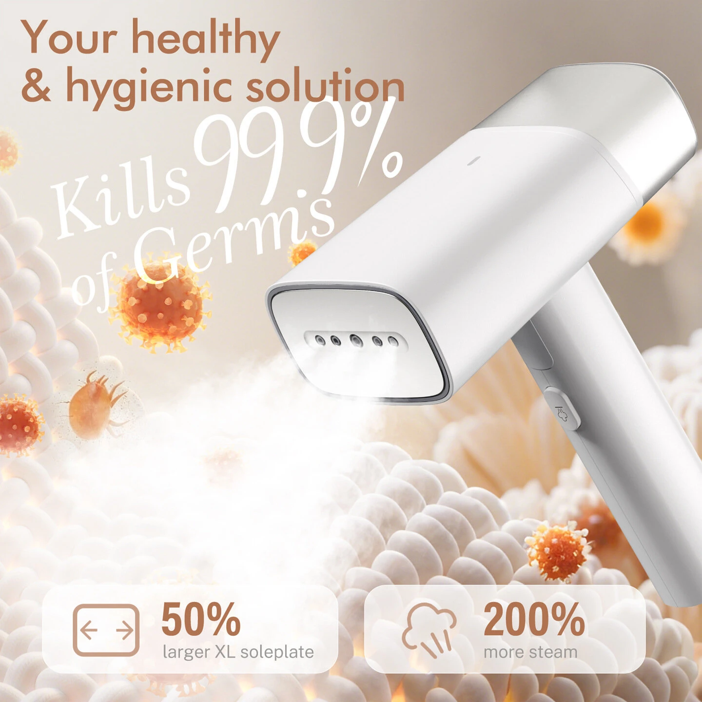 SPRX Foldable Garment Steamer 1300W 30kPa Powerful Steam 160ml Water Tank 4 in 1 Portable Handheld Clothes Steamer for Travel Wrinkle Removal — view 2