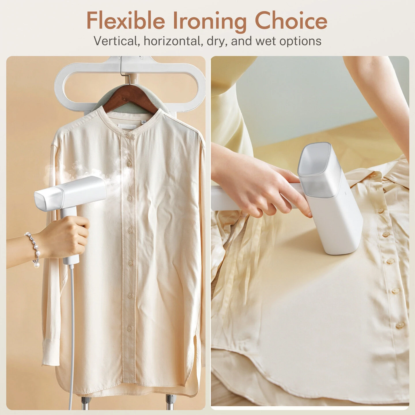 SPRX Foldable Garment Steamer 1300W 30kPa Powerful Steam 160ml Water Tank 4 in 1 Portable Handheld Clothes Steamer for Travel Wrinkle Removal — view 3
