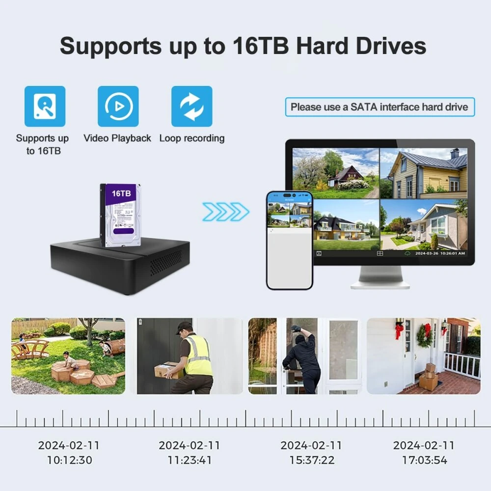 SriHome NVS003 5MP Ultra HD Network Video Recorder 16 Channel NVR VGA Video Output Smart Motion Detections Instant Alerts Two-Way Audio Surveillance Hard Disk Recorder for Home Security — view 4