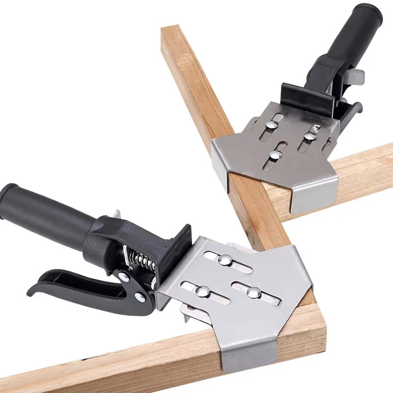 Stainless Steel Corner Clamps 1PCS 2PCS Stainless Steel Right Angle Clamps Press-Type Adaptive Locking Single Handle 90° Wood Clamps Quick Clip Woodworking Tool