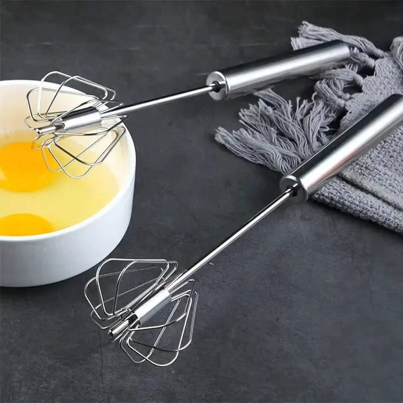 Stainless Steel Semi-Automatic Egg Beater Press Rotating Egg Beater Stir Bar Household Cream Egg Mixer Baking Gadget — view 4