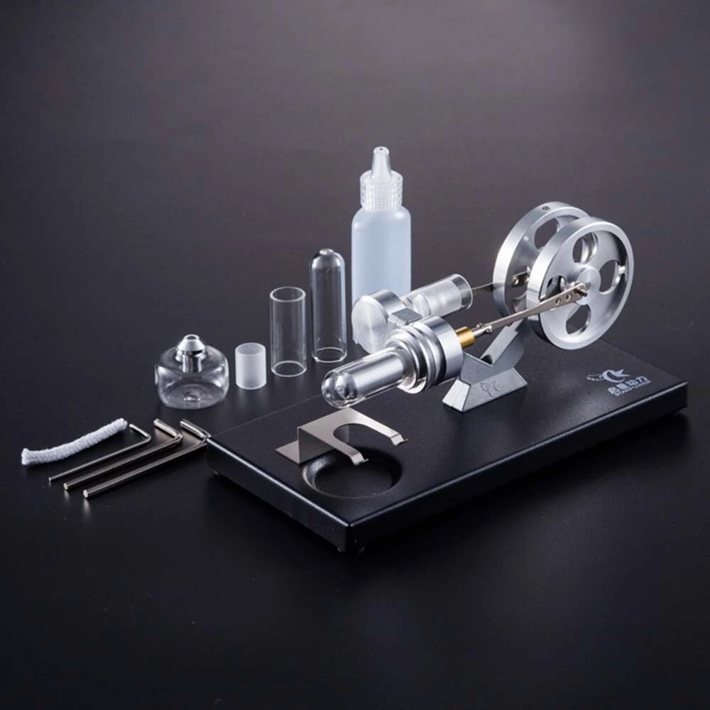StarPower QX-SL-01 Hot Air Stirling Engine Model with Wooden / Metal Base DIY Generator Physics Experiment Science Education Toys — view 7