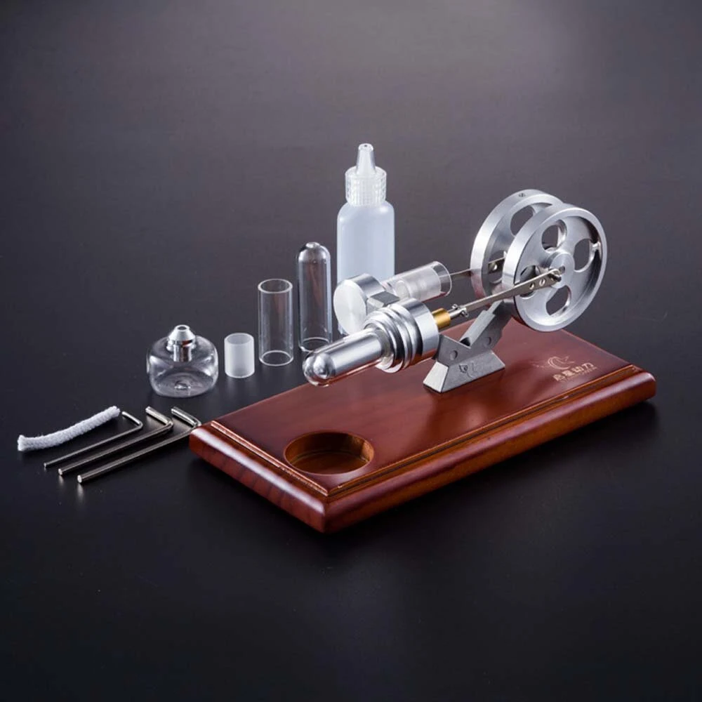 StarPower QX-SL-01 Hot Air Stirling Engine Model with Wooden / Metal Base DIY Generator Physics Experiment Science Education Toys — view 8