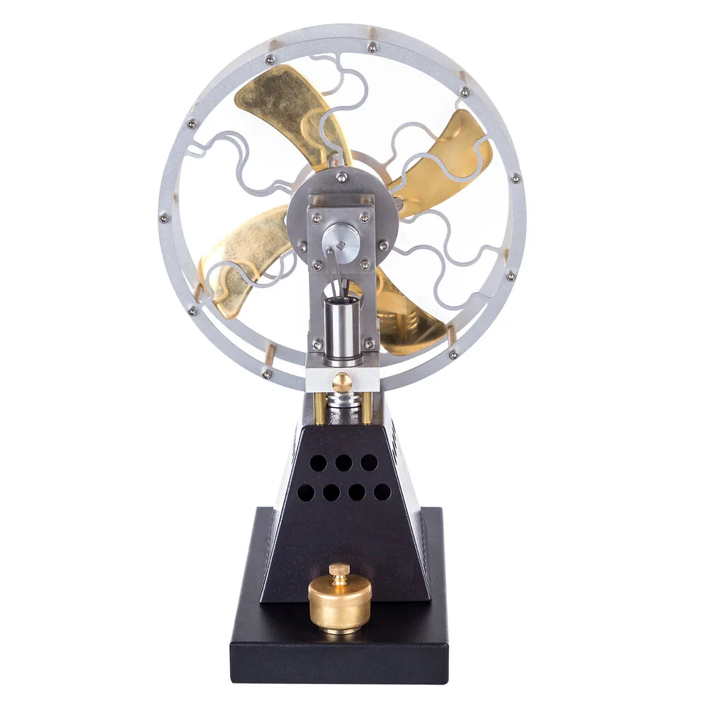 STARPOWER YH003 Vintage 4-Blades Heat Powered Thermal Stove Fan Stirling Engine Model Physics Science Discovery Experiment Gift Collection Toys — view 6