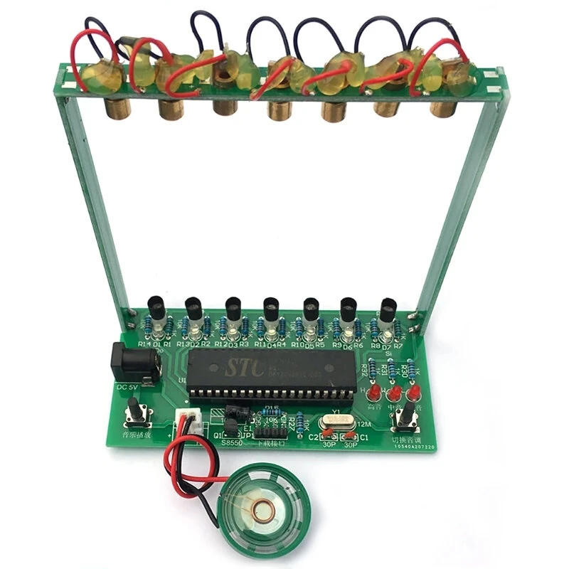 STC89C52 Electronic Harp Interactive Sound Generation High Bass Switch Illuminated Strings Precision Sensor Technology 7 Strings 5V Power Supply — image 1