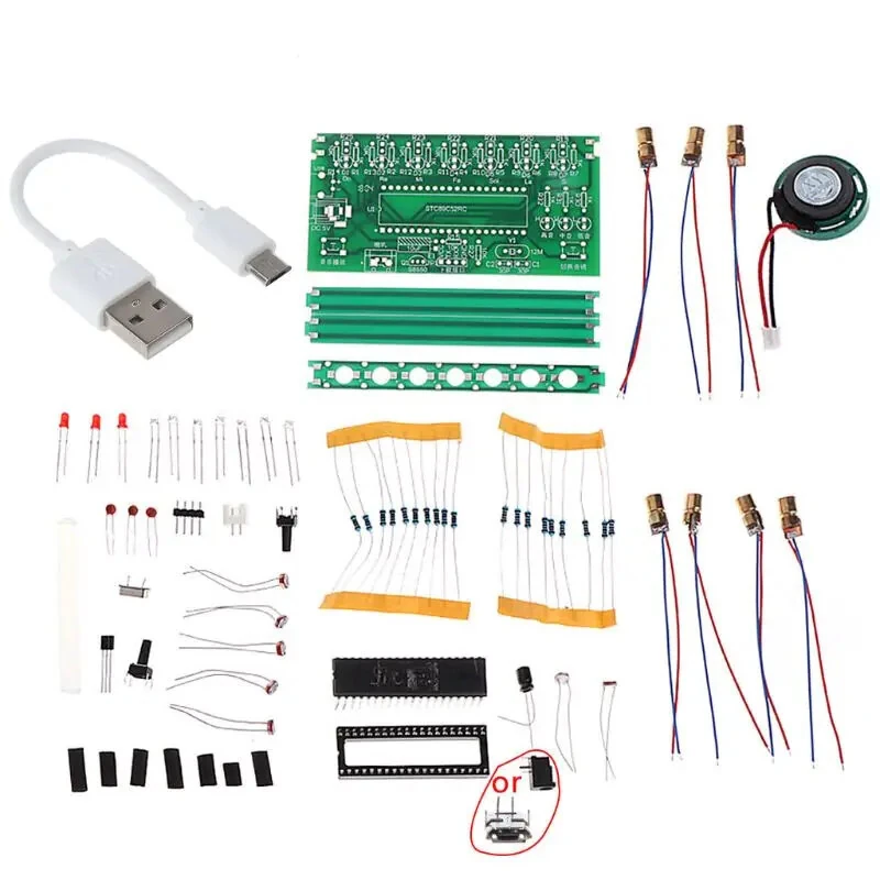 STC89C52 Electronic Harp Interactive Sound Generation High Bass Switch Illuminated Strings Precision Sensor Technology 7 Strings 5V Power Supply — view 3