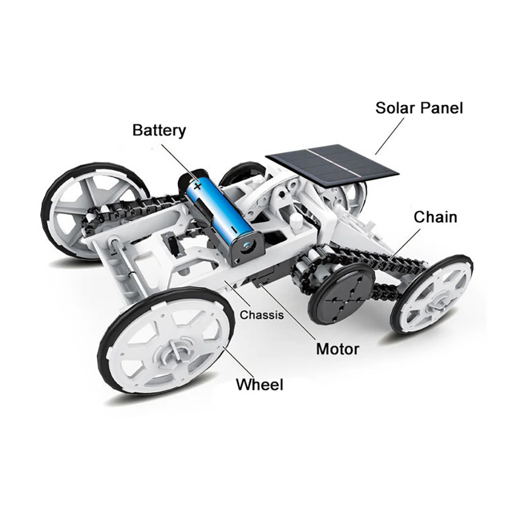 STEM Toy 4WD Car DIY Climbing Vehicle Motor Car Educational Solar Powered Car Engineering Car for Kids&Teens, Science Building Toys, Gifts Toys for 6-12 Year Old Boys Girls — view 4