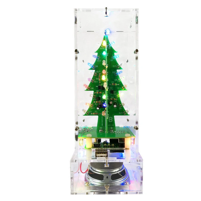 Straight/Curve-leaf Christmas Tree Tri-color/Colorful Version Support bluetooth DIY Electronic Kits — view 2