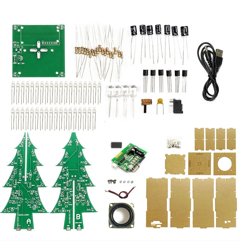 Straight/Curve-leaf Christmas Tree Tri-color/Colorful Version Support bluetooth DIY Electronic Kits — view 3