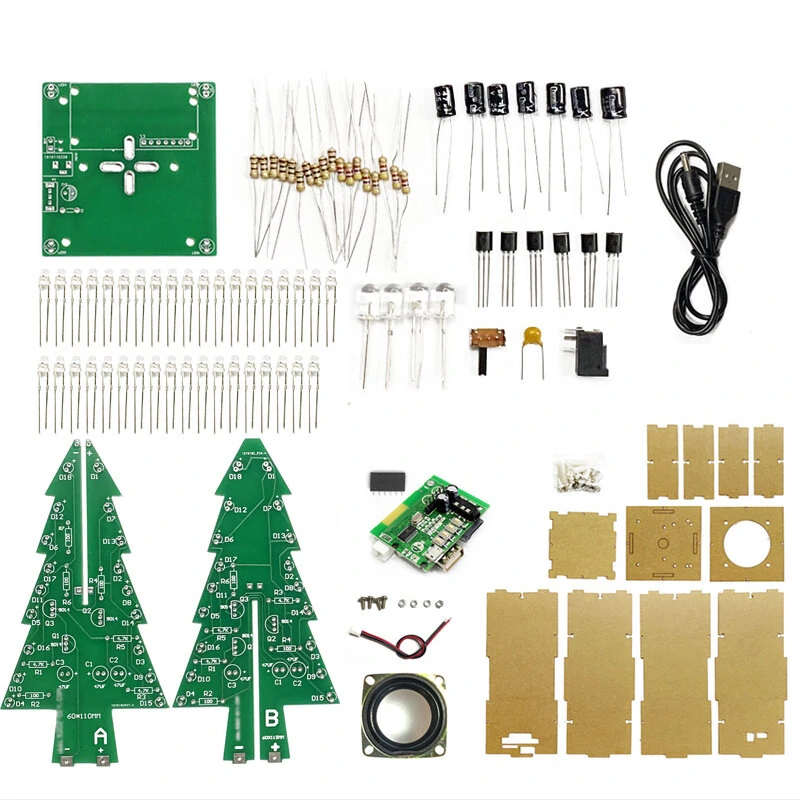 Straight/Curve-leaf Christmas Tree Tri-color/Colorful Version Support bluetooth DIY Electronic Kits — view 6