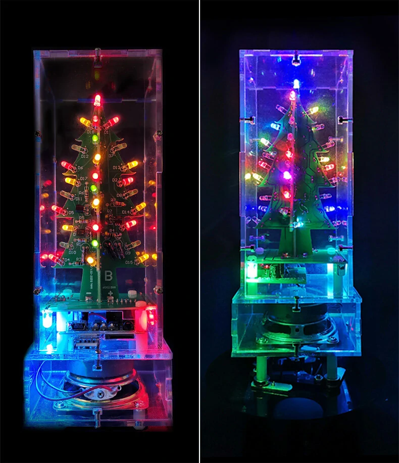 Straight/Curve-leaf Christmas Tree Tri-color/Colorful Version Support bluetooth DIY Electronic Kits — view 7