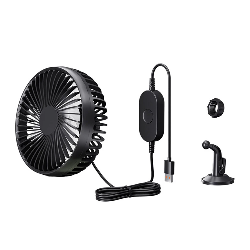 Suction Cup Car Cooling Fan USB Rechargeable 360° Rotation 3 Speed Adjustment Low Noise Strong Wind Universal Vehicle Fan — view 3