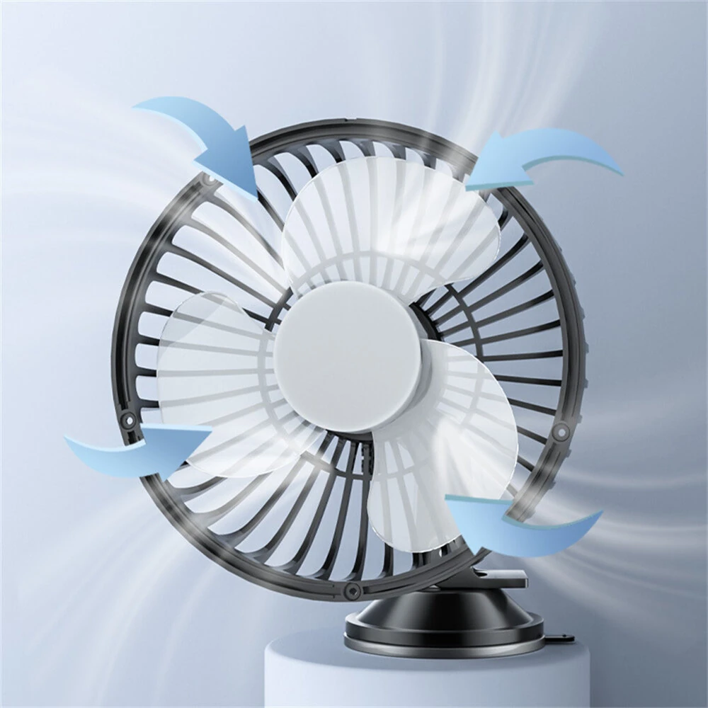 Suction Cup Car Cooling Fan USB Rechargeable 360° Rotation 3 Speed Adjustment Low Noise Strong Wind Universal Vehicle Fan — view 4