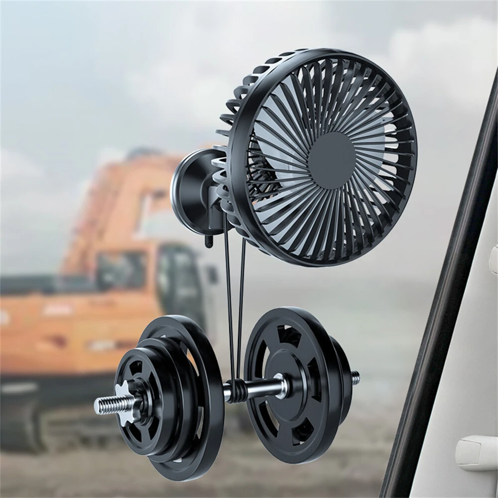 Suction Cup Car Cooling Fan USB Rechargeable 360° Rotation 3 Speed Adjustment Low Noise Strong Wind Universal Vehicle Fan — view 5