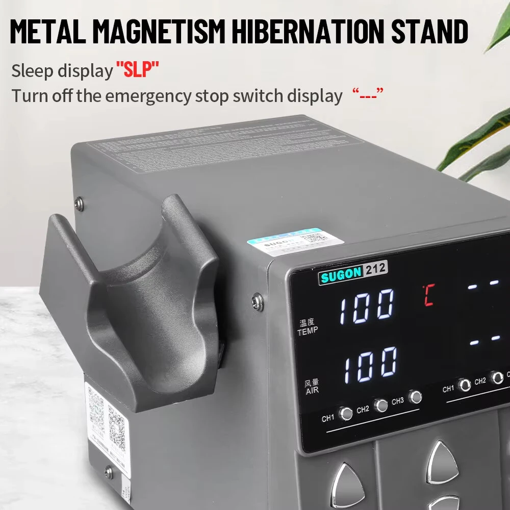 SUGON 212 2-in-1 Soldering Station 760W Hot Air Gun High Power T12 Soldering Iron LCD Display Welding Repair Tools Adjustable Temperature — view 8