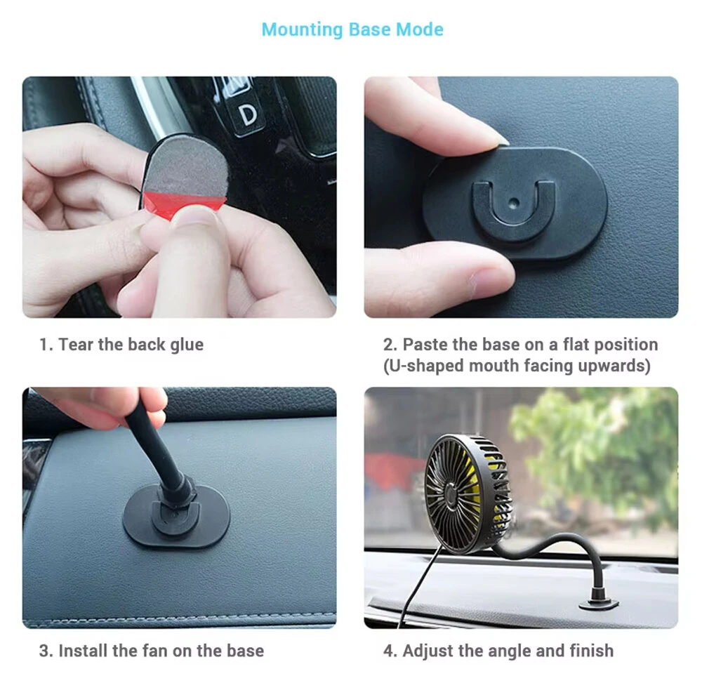 SUITU Car Hose Fan 3-Speed 360° Adjustment USB Powered Rear Seat Universal Vehicle Cooling Fan — view 10
