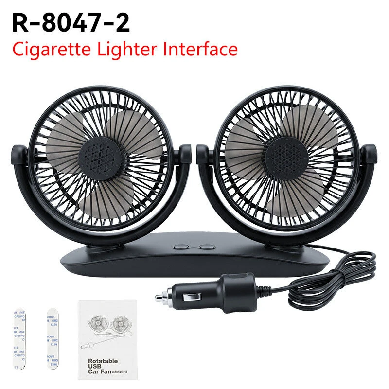 SUITU Dual Head Car Fan USB Powered 3 Speed Adjustment Low Noise Universal Vehicle Cooling Fan — view 7