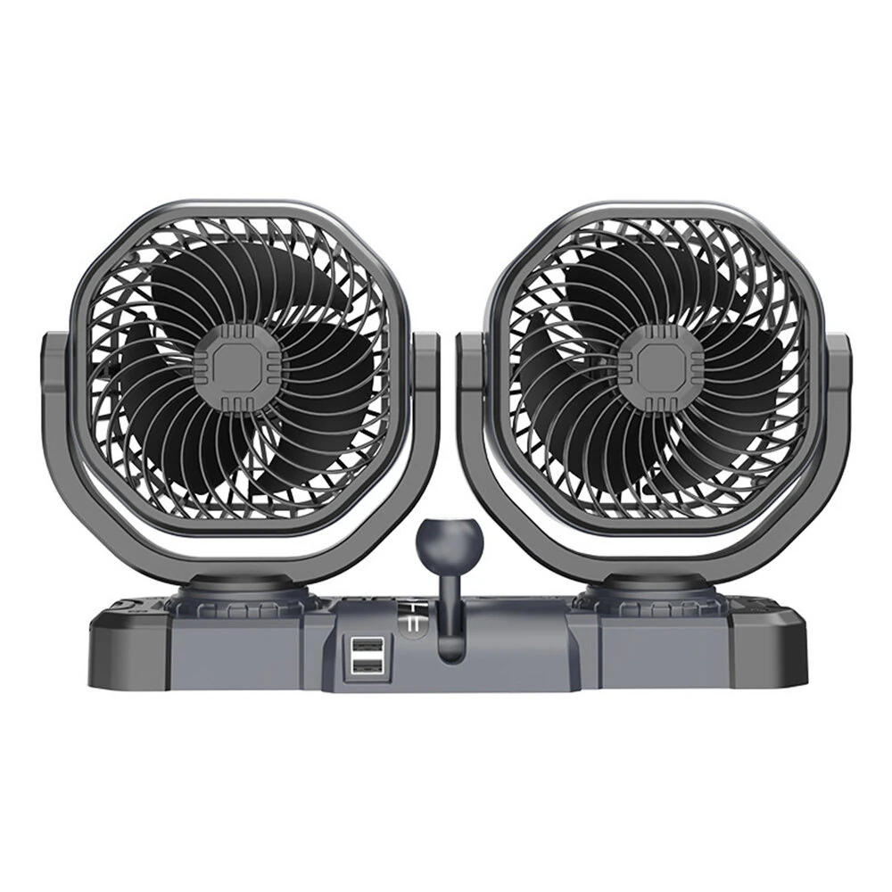 SUITU F6604 Dual-head Car Fan Two-speed 3-blade Turbine 12V 24V Brushless Motor 150° Left-right Oscillation — view 2