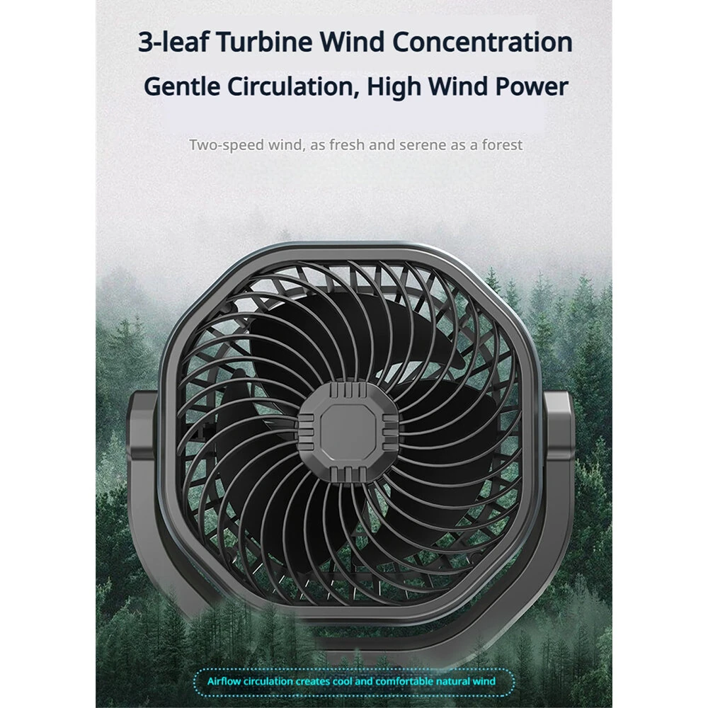 SUITU F6604 Dual-head Car Fan Two-speed 3-blade Turbine 12V 24V Brushless Motor 150° Left-right Oscillation — view 5