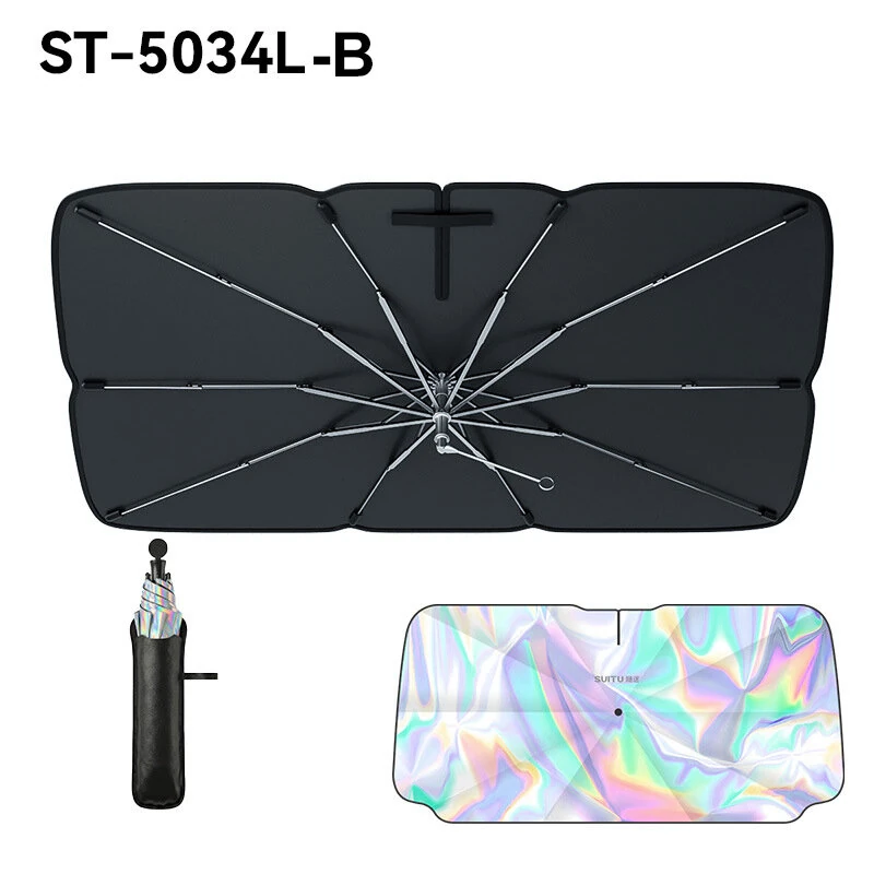 SUITU ST-5034 Car Windshield Sunshade Umbrella Large 136x75cm Foldable Sun Reflector UV Blocker Heat Shield for Most Cars SUVs Trucks — view 3