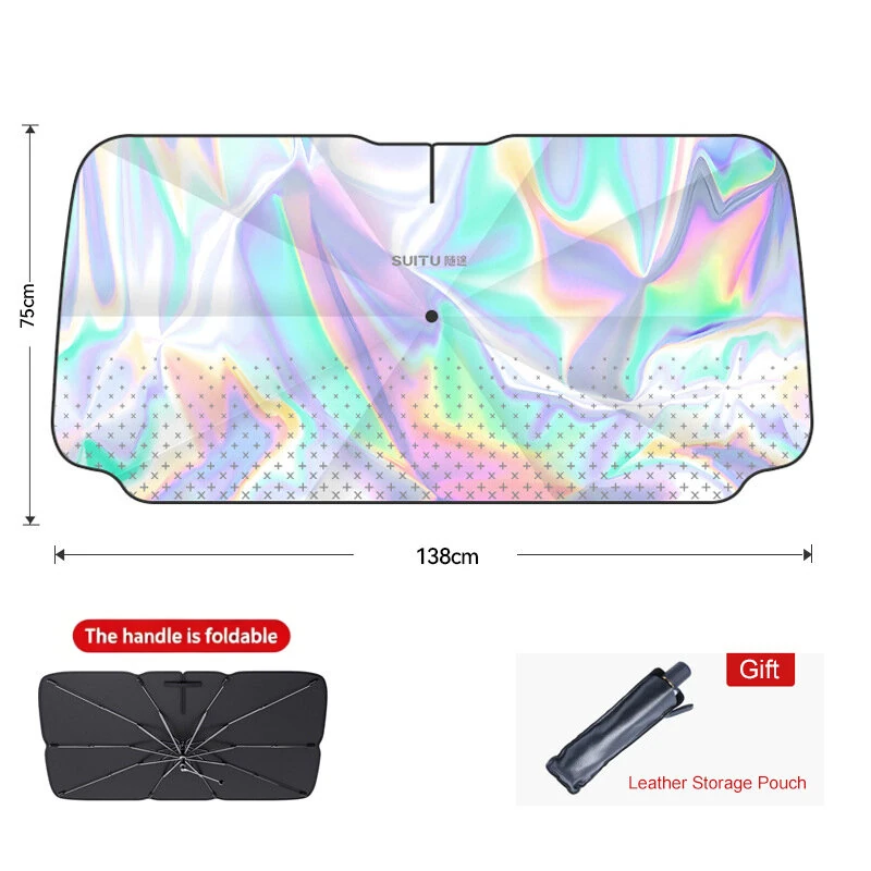 SUITU ST-5034 Car Windshield Sunshade Umbrella Large 136x75cm Foldable Sun Reflector UV Blocker Heat Shield for Most Cars SUVs Trucks — view 4