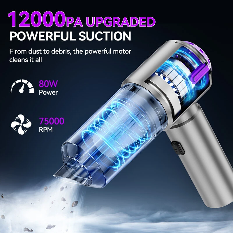 Suitu ST-6642Pro Cordless Handheld Vacuum Cleaner 12000Pa Suction 75000RPM Brushless Motor 2-in-1 Portable Air Blower & Duster Rechargeable — view 3